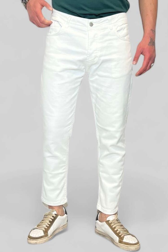 PANTALONE JEANS UOMO CASUAL BIANCO B.38