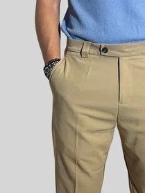 PANTALONE UOMO TASCA AMERICA SABBIA CON ABBOTTONATURA ALLUNGATA - immagine 5