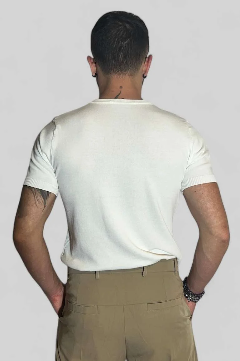 MAGLIA T-SHIRT CASUAL MANICA CORTA BIANCO - immagine 4