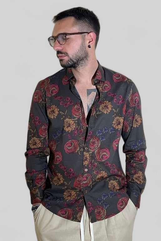 CAMICIA UOMO IN COTONE MANICA LUNGA COLLO FRANCESE SLIM FANTASY B.38