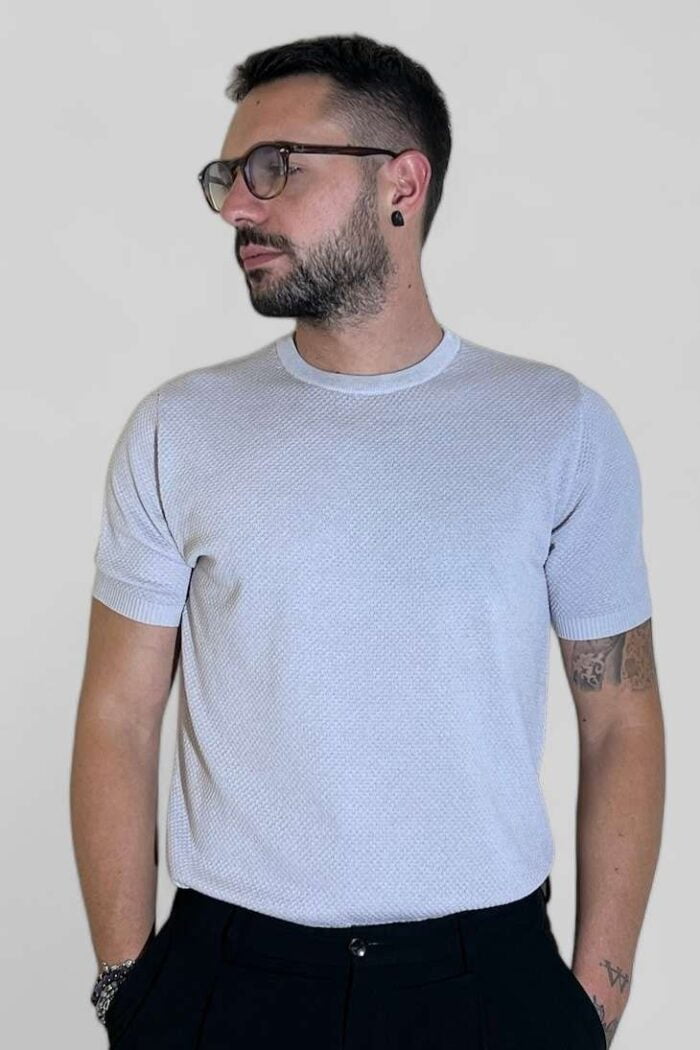 MAGLIA T-SHIRT UOMO MANICA CORTA NIDO D’APE CASUAL GRIGIO B.38