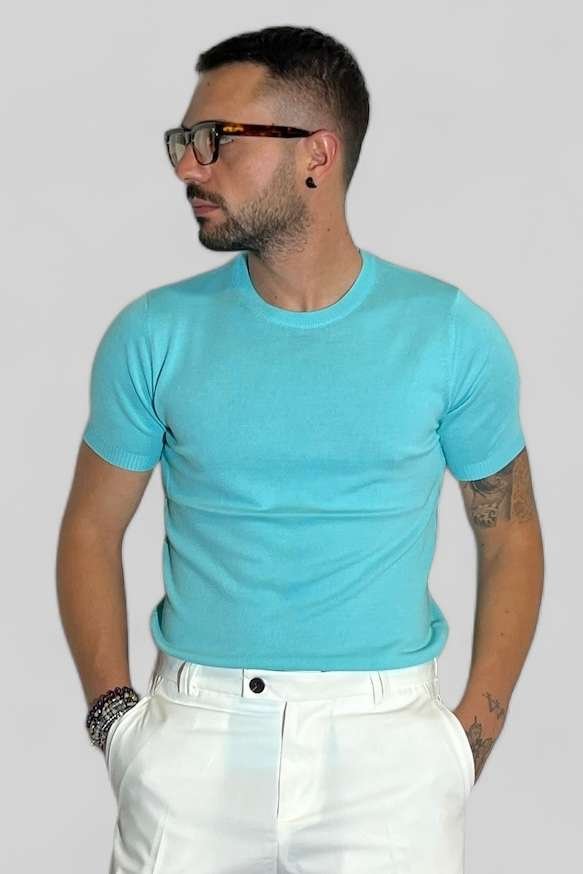 MAGLIA T-SHIRT UOMO MANICA CORTA VERDE TIFFANY B.38