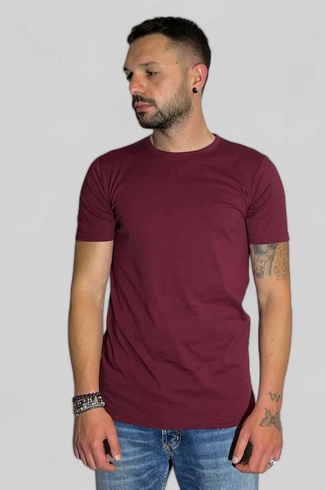 T-SHIRT UOMO IN COTONE-TINTA UNITA BORDEAUX B.38