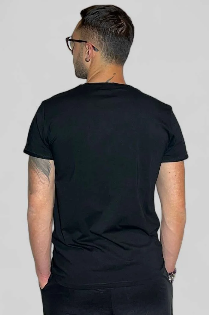 T-SHIRT BASIC IN COTONE NERO - immagine 2