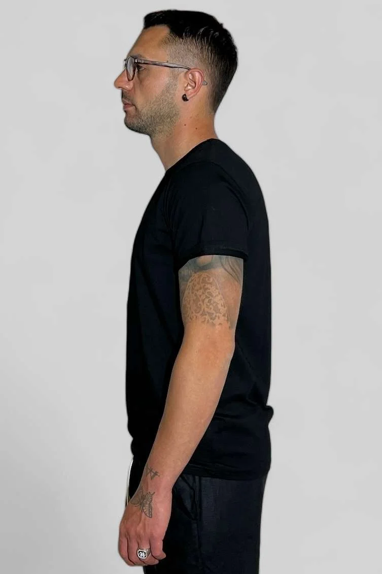 T-SHIRT BASIC IN COTONE NERO - immagine 3