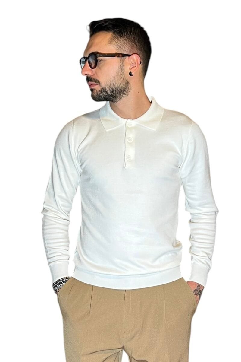 POLO CASUAL CON COLLETTO E BOTTONI BIANCO - immagine 5