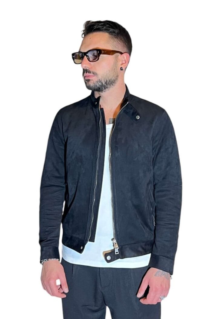 GIUBBOTTO BLACK CAMOSCIO CON ZIP