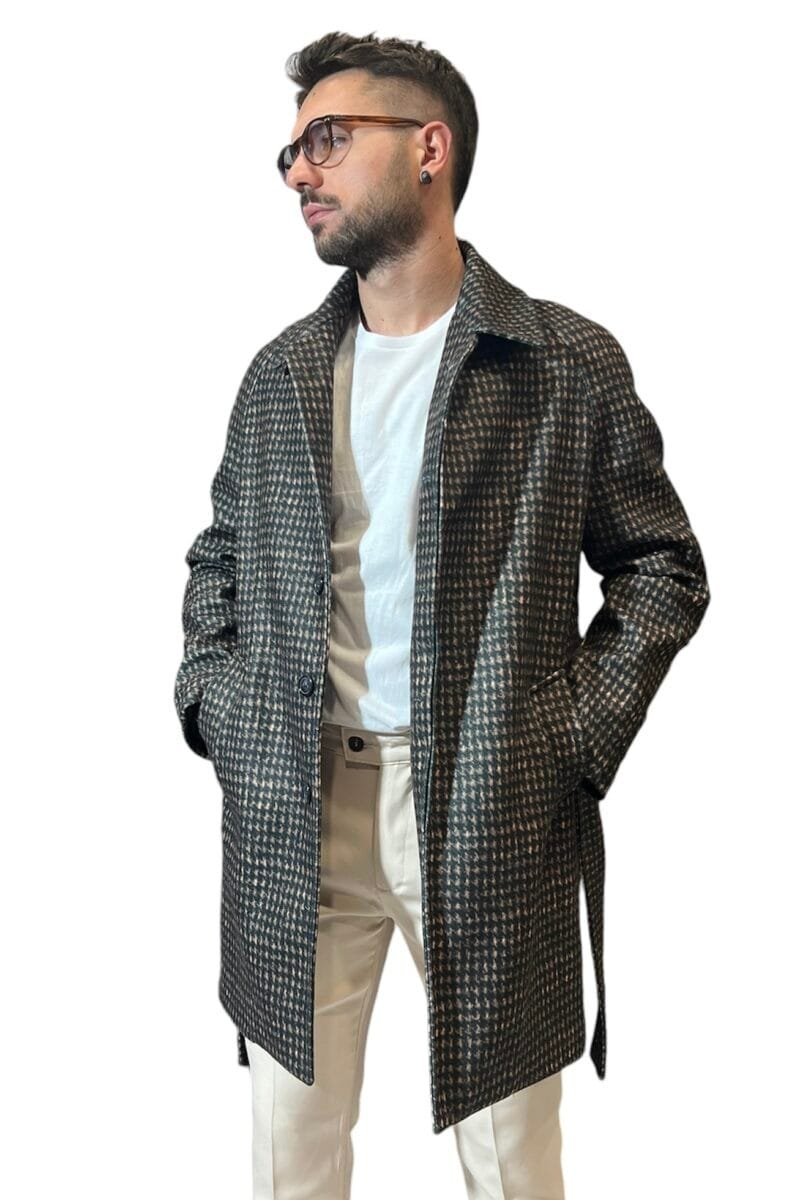 CAPPOTTO MONOPETTO SARTORIALE PIED DE POULE - immagine 4