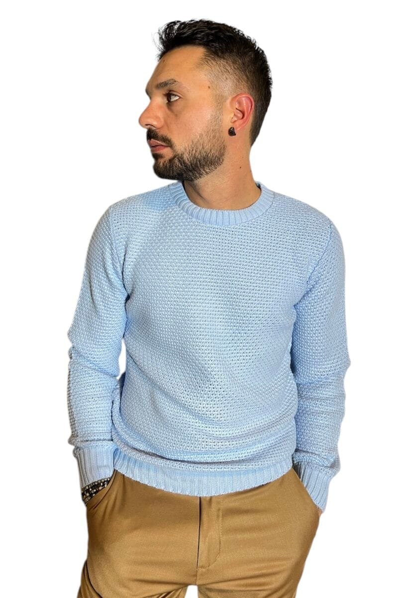 MAGLIONE GIROCOLLO CELESTE