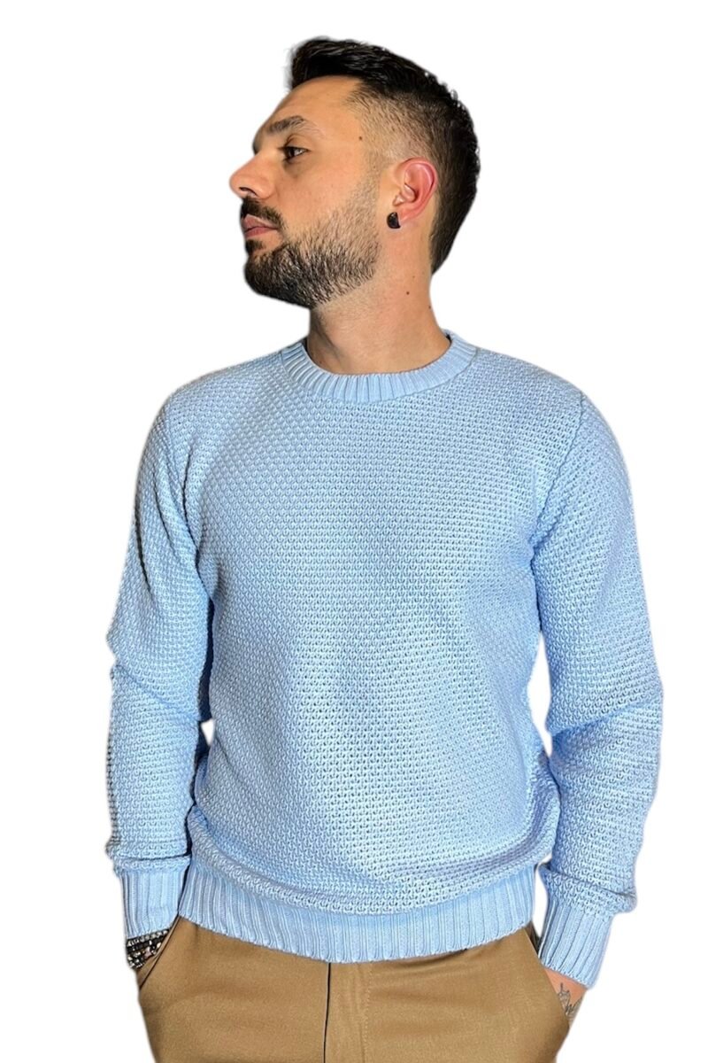 MAGLIONE GIROCOLLO CELESTE - immagine 3