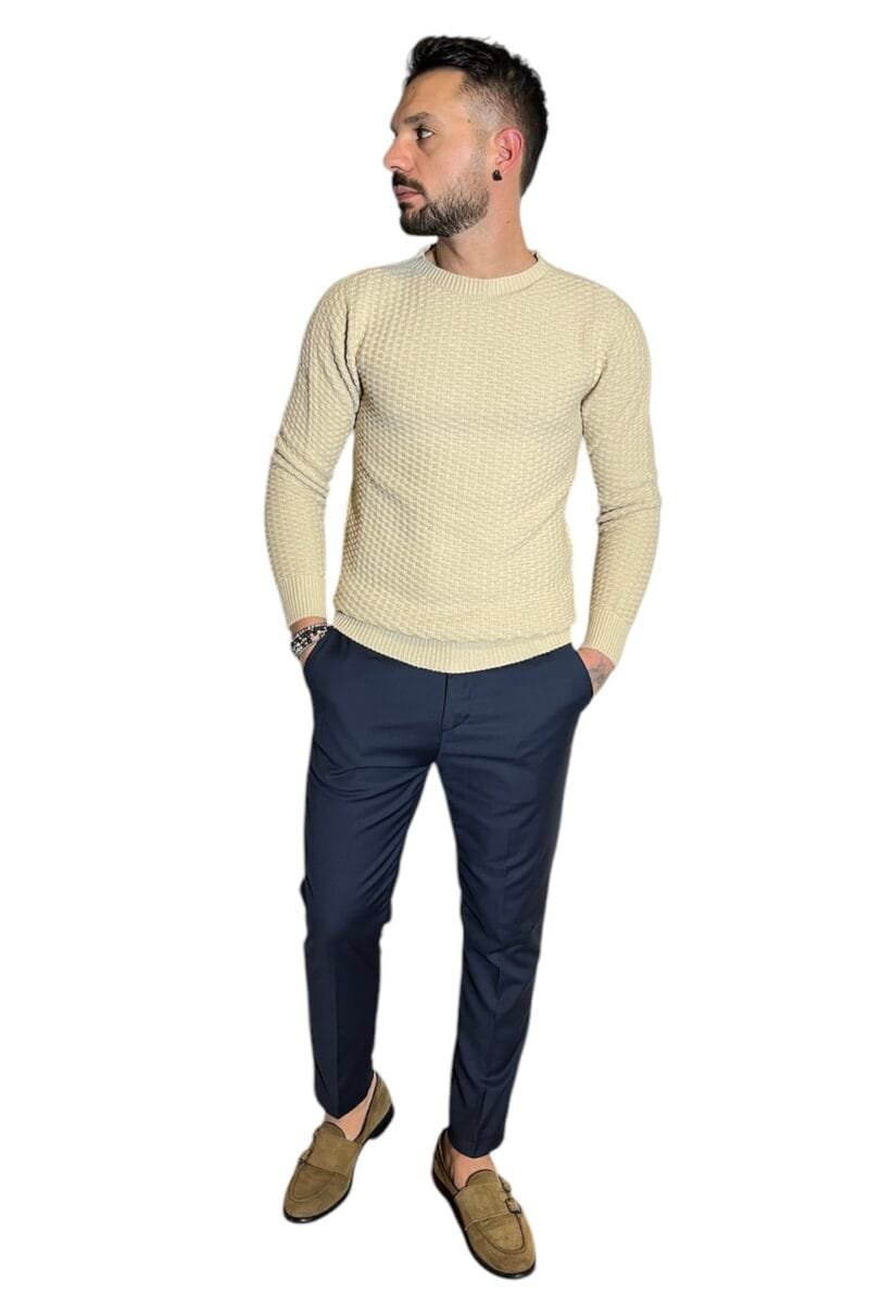 MAGLIONE GIROCOLLO BEIGE - immagine 3