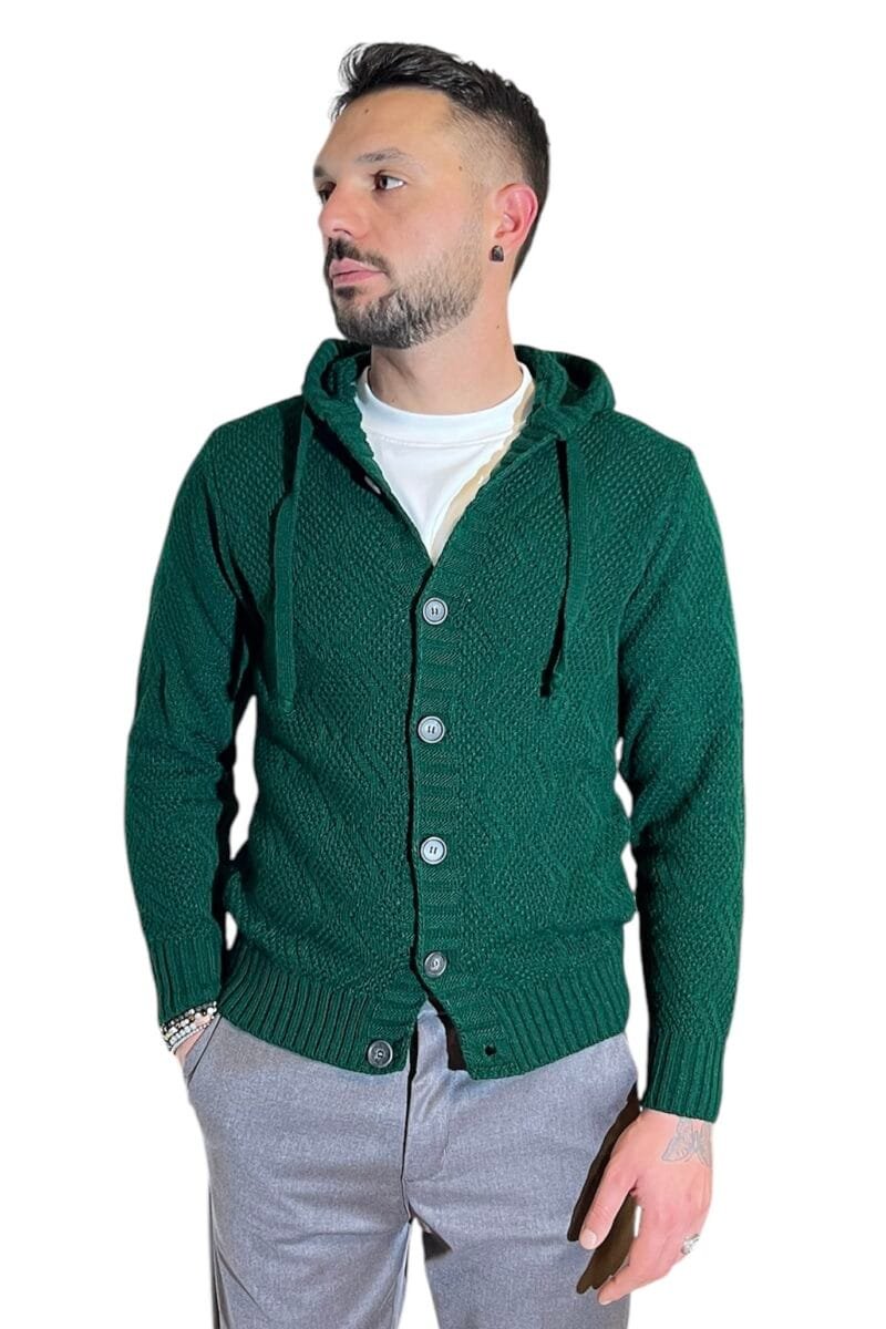 CARDIGAN IN MAGLIA CON CAPPUCCIO