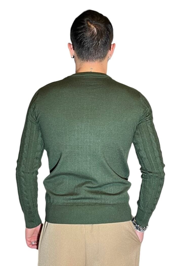 MAGLIONE GIROCOLLO CON TRECCE VERDE