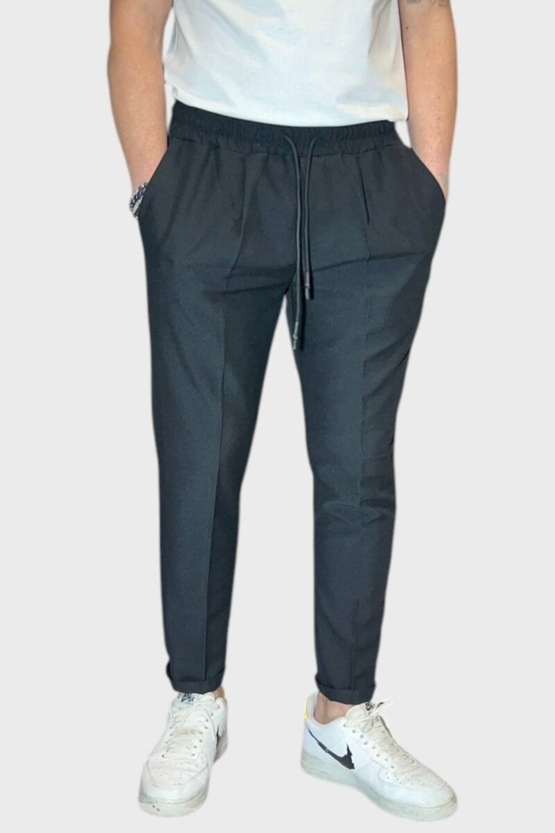 PANTALACCIO MORBIDO CON PINCES REGULAR FIT NERO