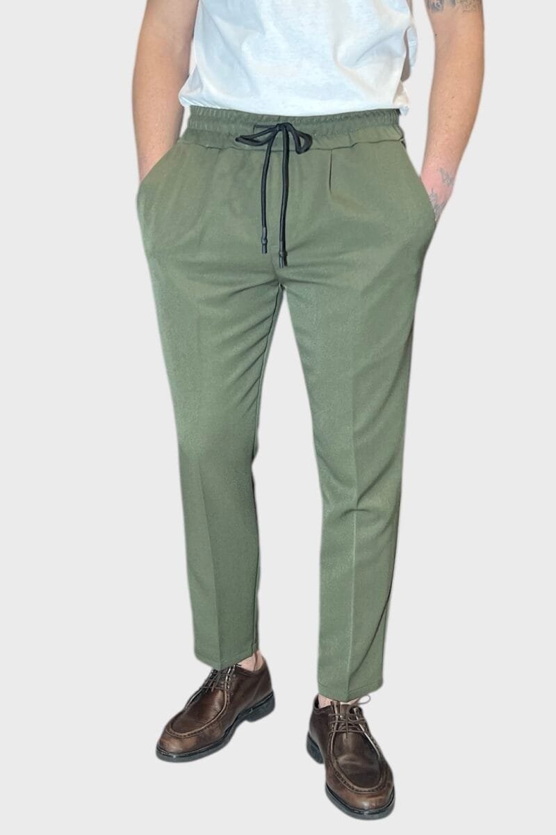 PANTALACCIO MORBIDO CON PINCES REGULAR FIT VERDE - immagine 3