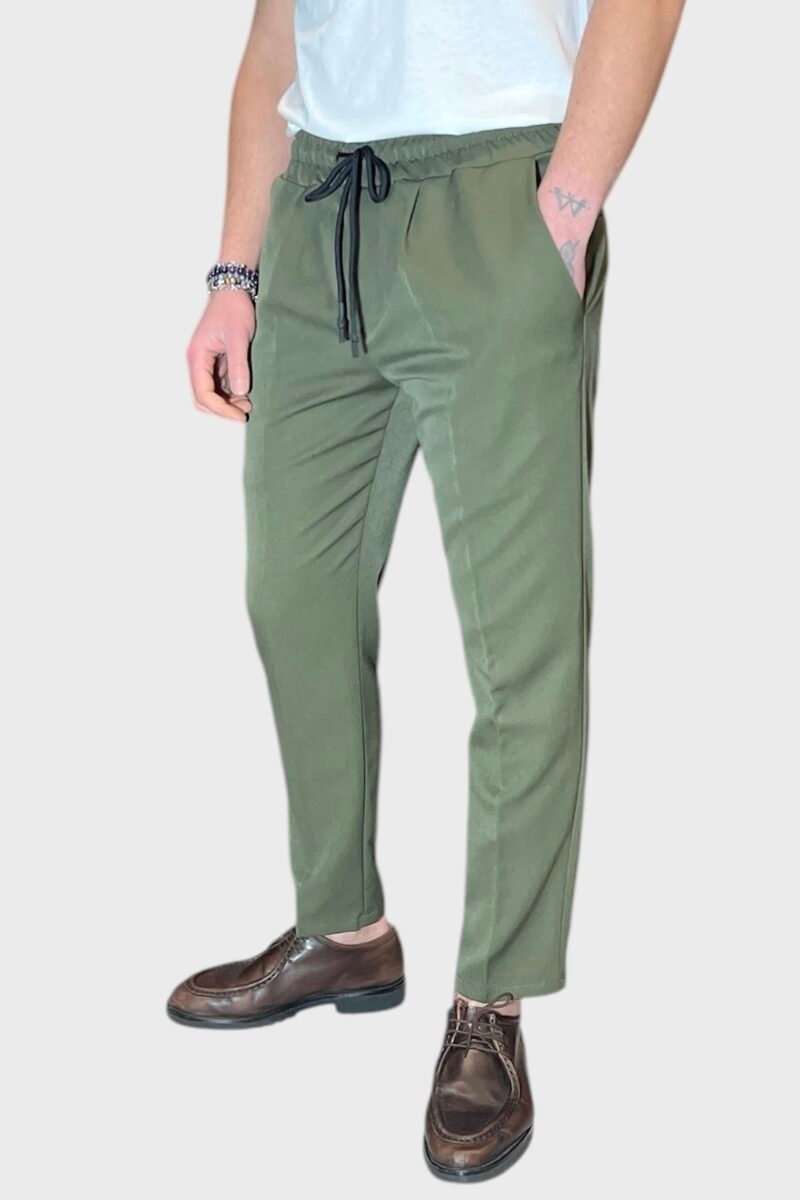 PANTALACCIO MORBIDO CON PINCES REGULAR FIT VERDE - immagine 5