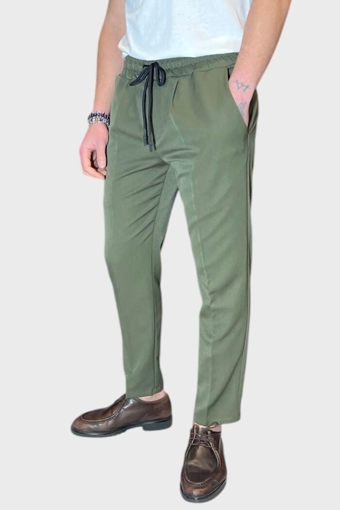 PANTALACCIO MORBIDO CON PINCES REGULAR FIT VERDE