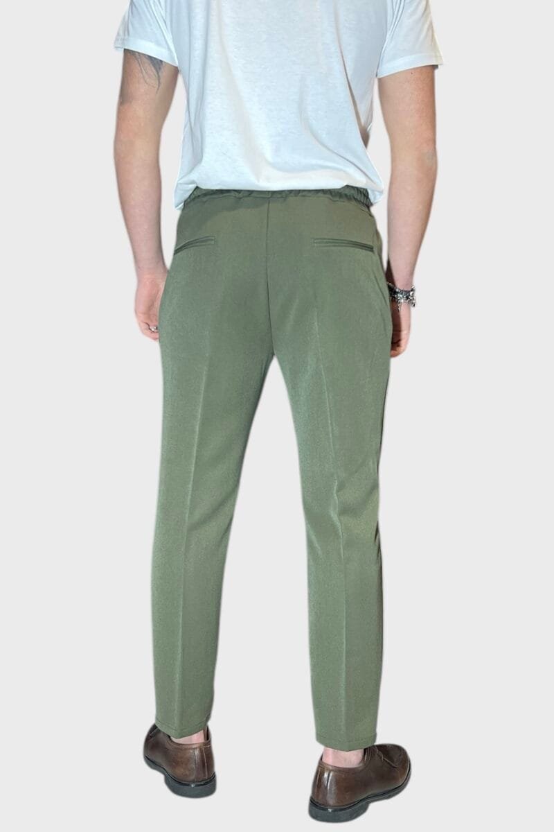 PANTALACCIO MORBIDO CON PINCES REGULAR FIT VERDE - immagine 2