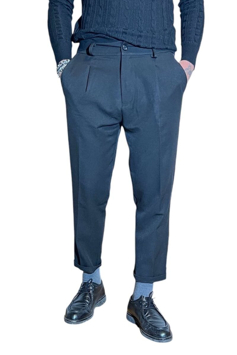 PANTALONE TASCA AMERICA NERO CON PINCES - immagine 4