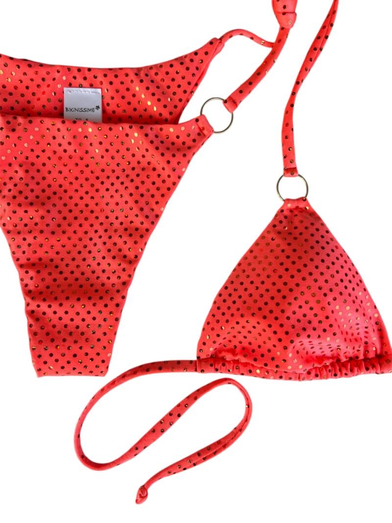 BIKINI TRIANGOLO E SLIP CON STRASS CORALLO - immagine 4