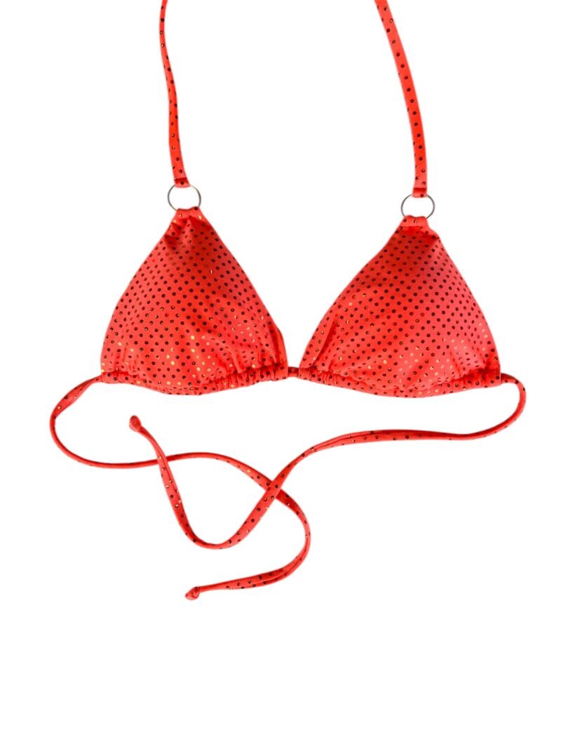 BIKINI TRIANGOLO E SLIP CON STRASS CORALLO - immagine 5