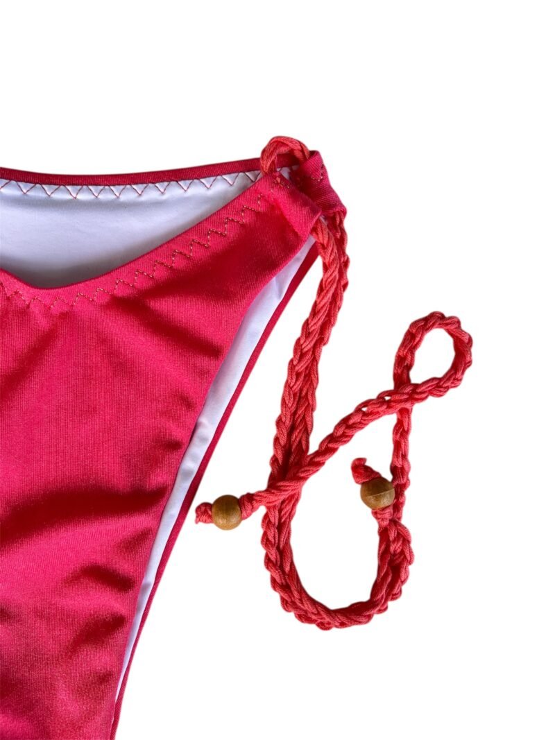 BIKINI TRIANGOLO UNCINETTO SLIP IN LYCRA COLORE ANGURIA - immagine 5