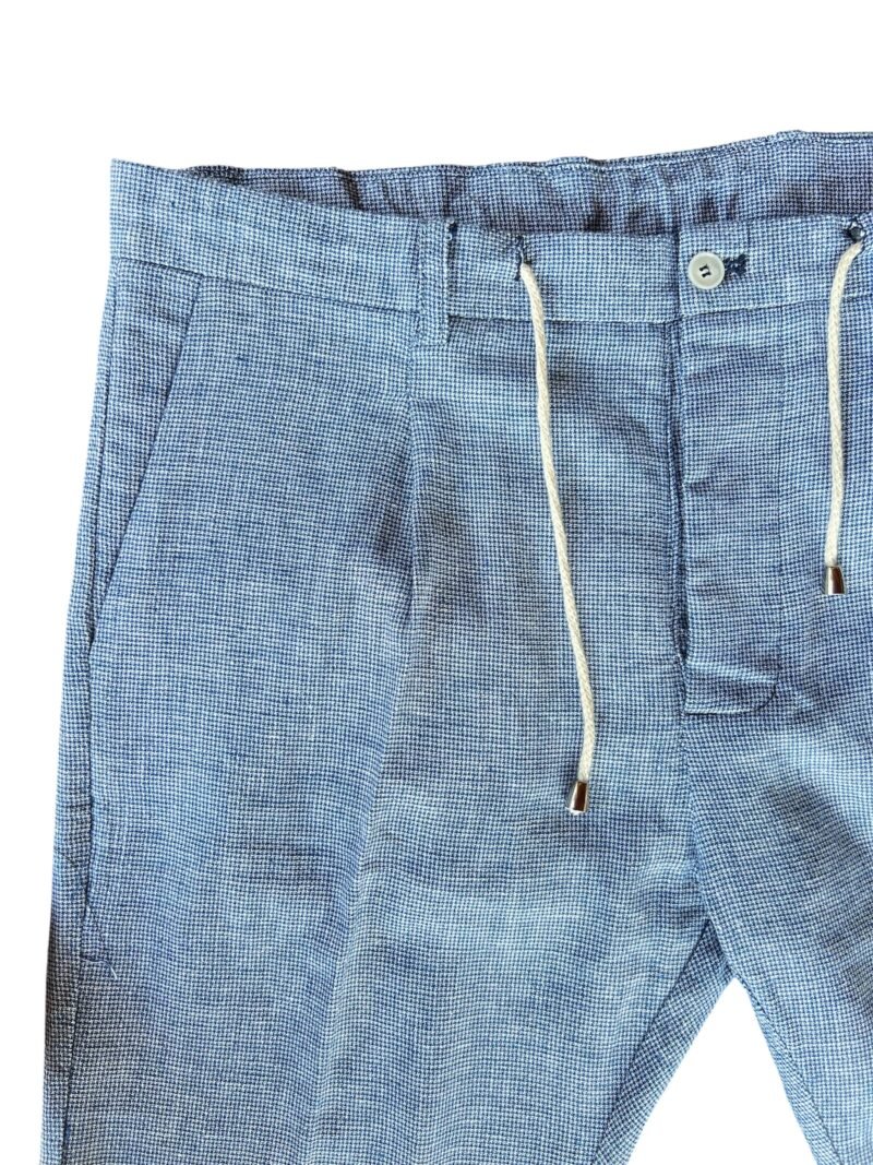 PANTALONE UOMO MISTO LINO COTONE BLU - immagine 4