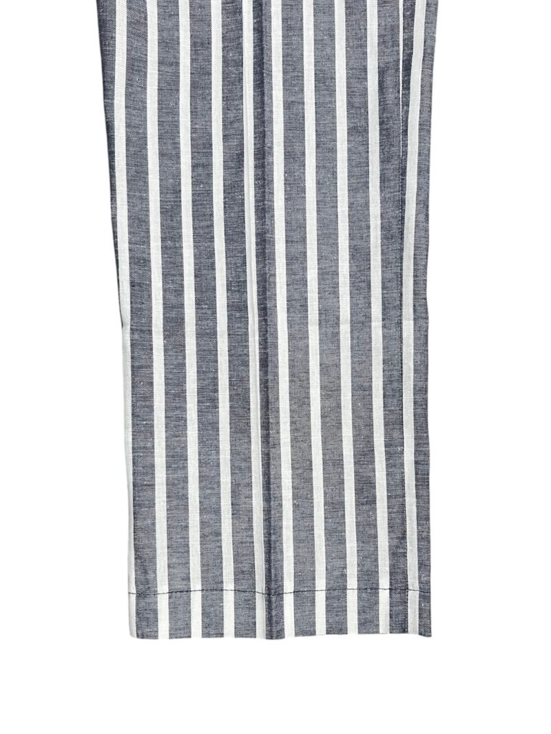 PANTALONE UOMO MISTO LINO COTONE RIGHE BLU - immagine 4