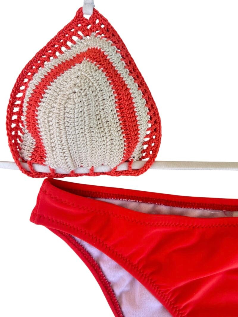 BIKINI TRIANGOLO UNCINETTO E SLIP IN LYCRA - immagine 3