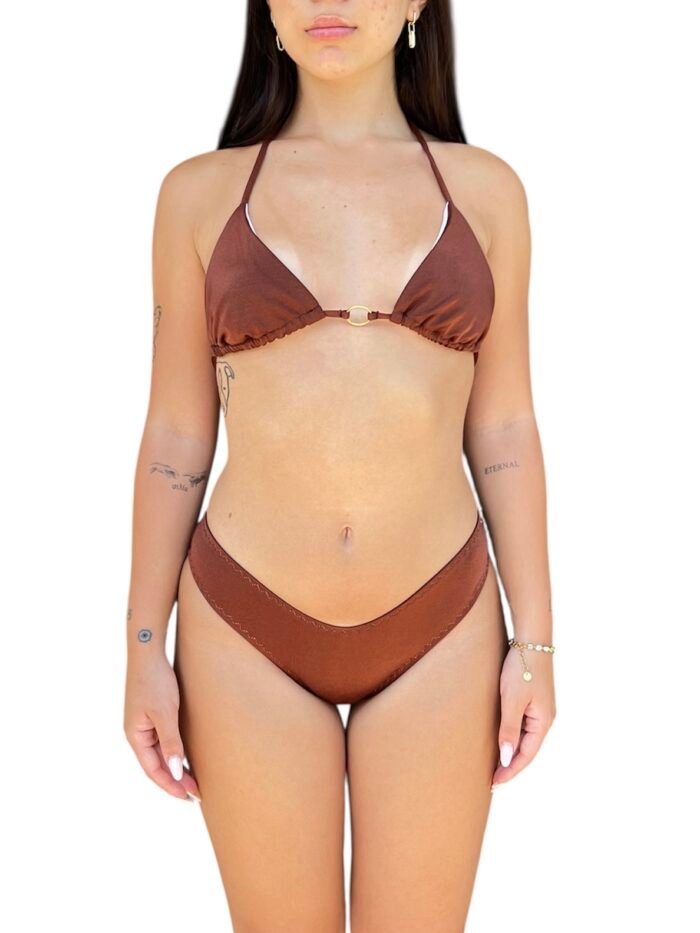 BIKINI TRIANGOLO CON SLIP MARRONE BRONZE