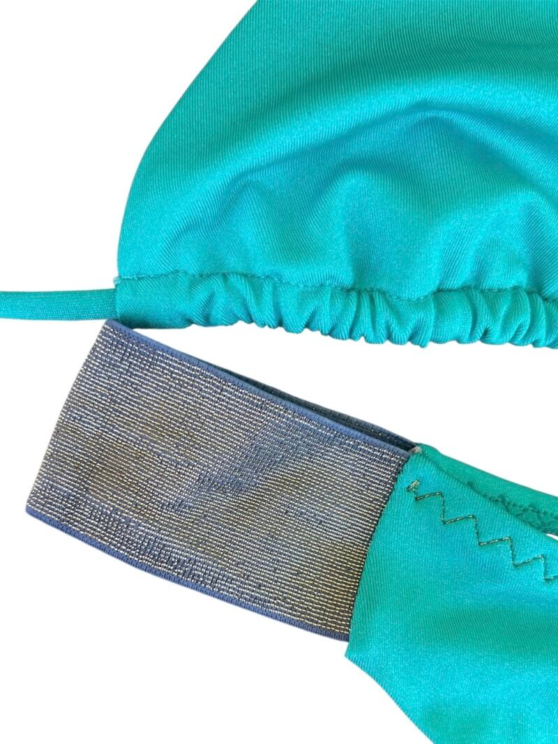 BIKINI TRIANGOLO CON SLIP FASCE SHINE TURCHESE - immagine 4