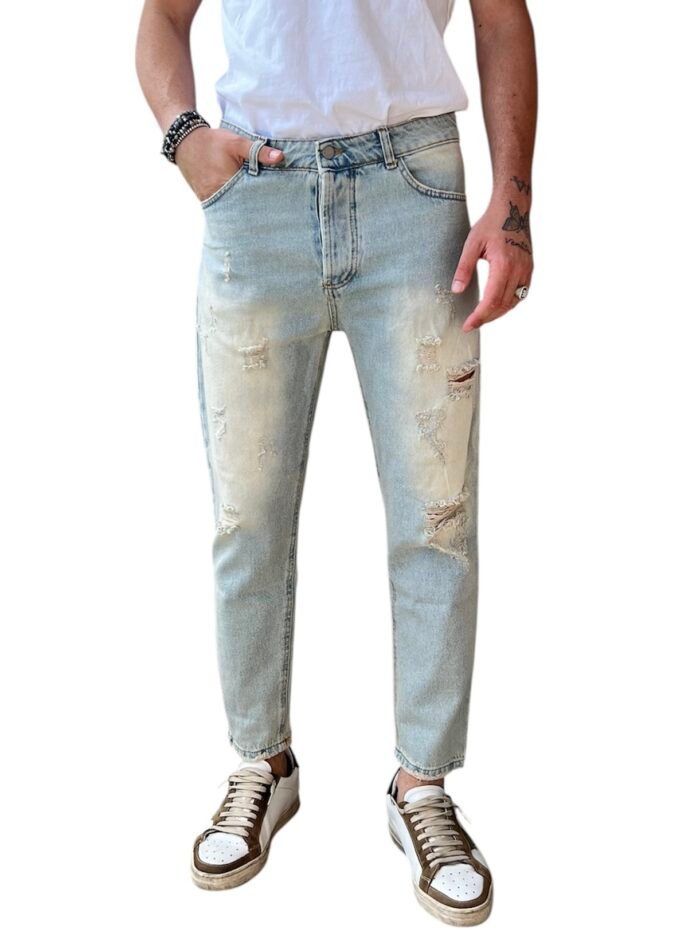 JEANS UOMO STRAPPATO CHIARO