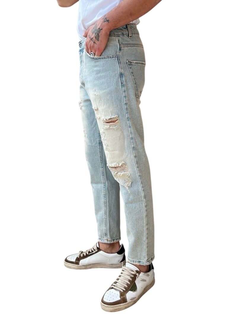 JEANS UOMO STRAPPATO LAVAGGIO SABBIA - immagine 3