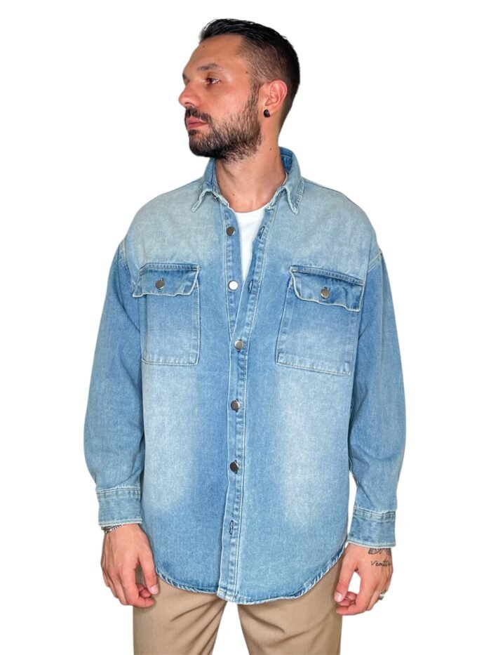 CAMICIONE OVER DENIM CHIARO