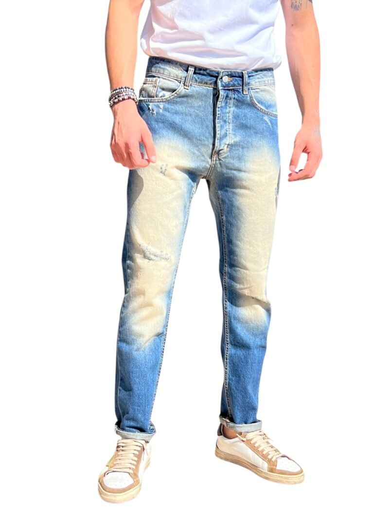 JEANS UOMO STONE WASHED EFFETTO SBIADITO