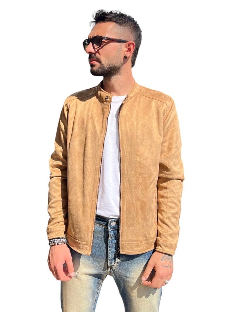 GIACCA UOMO CAMOSCIO BEIGE CON ZIP - immagine 6