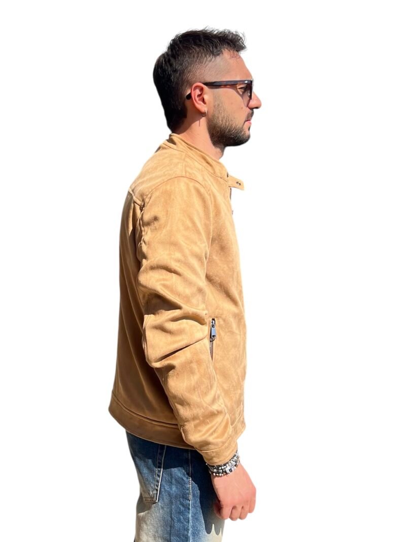 GIACCA UOMO CAMOSCIO BEIGE CON ZIP - immagine 5