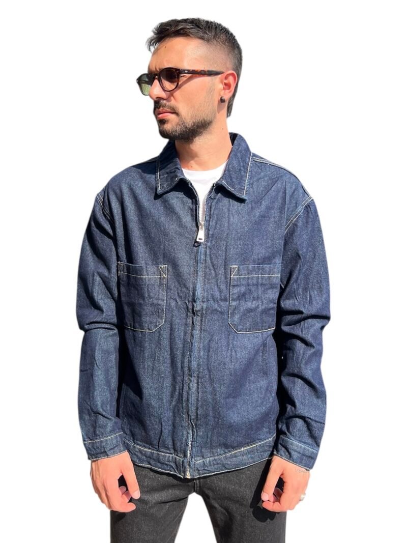 GIACCA UOMO IN DENIM BLU CON ZIP FRONTALE