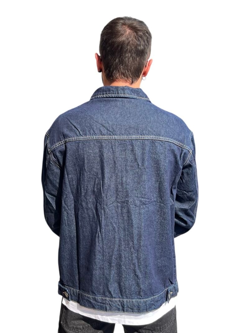 GIACCA UOMO IN DENIM BLU CON ZIP FRONTALE - immagine 3