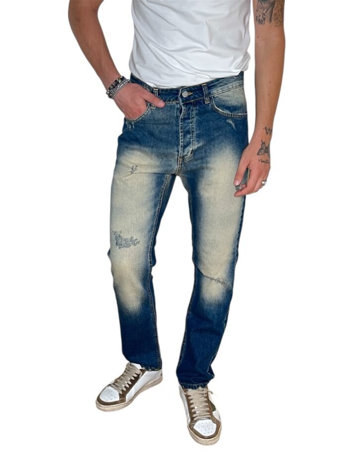 JEANS UOMO STONE WASHED EFFETTO SBIADITO
