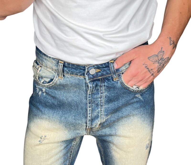 JEANS UOMO STONE WASHED EFFETTO SBIADITO - immagine 4