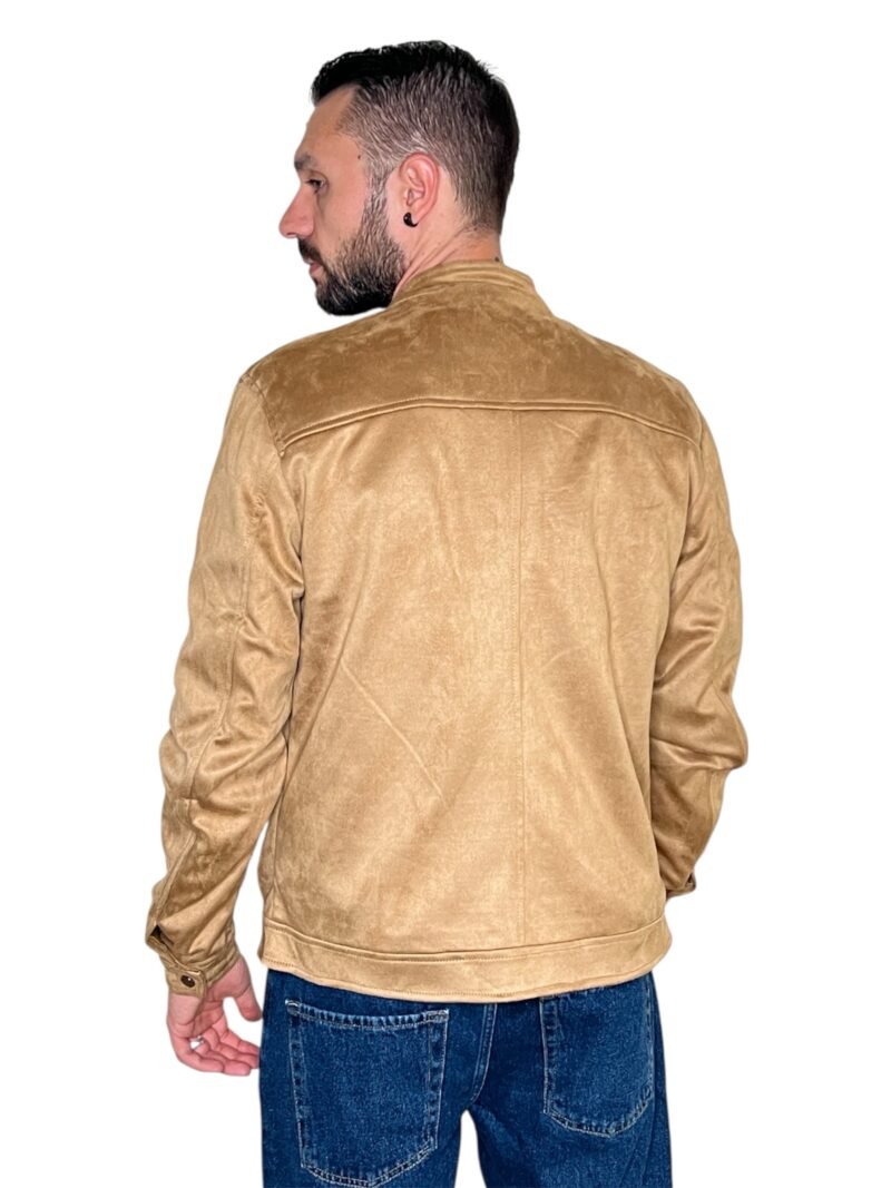 GIACCA GIUBBINO UOMO ECO CAMOSCIO CAMMELLO CON ZIP - immagine 7