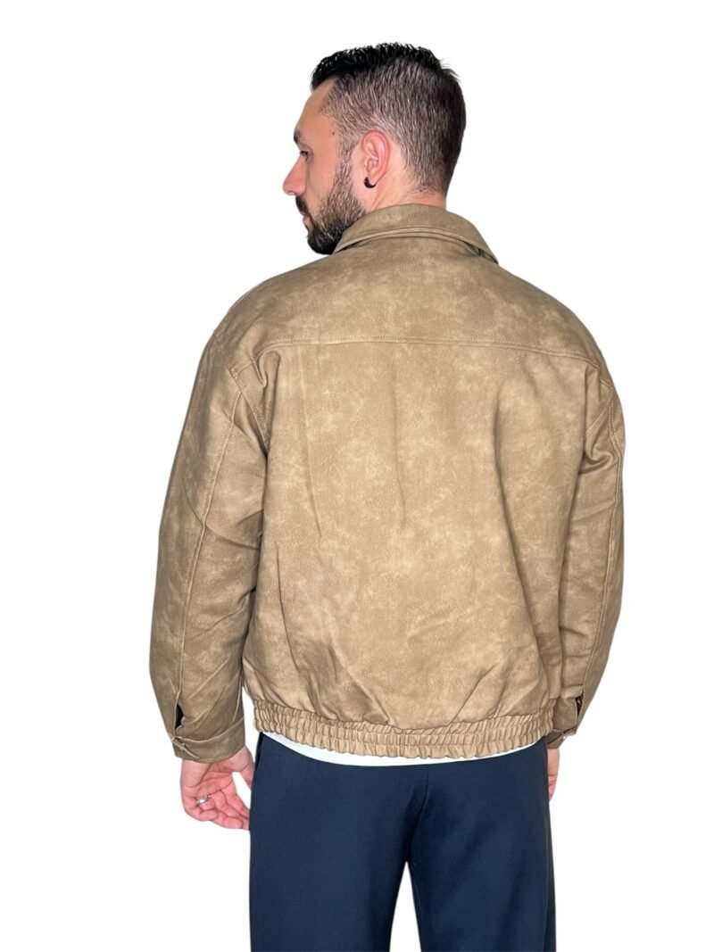 GIACCA UOMO BEIGE CON ZIP E TASCHE FRONTALI - immagine 2