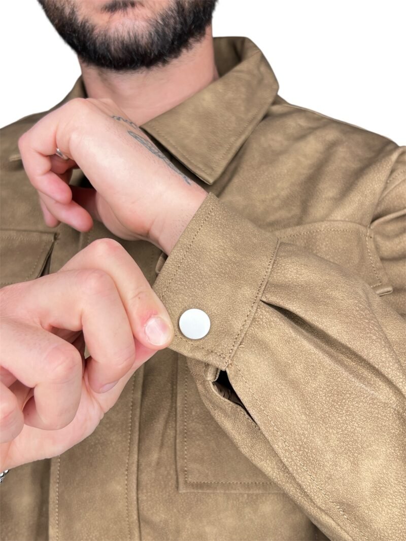 GIACCA UOMO BEIGE CON ZIP E TASCHE FRONTALI - immagine 3