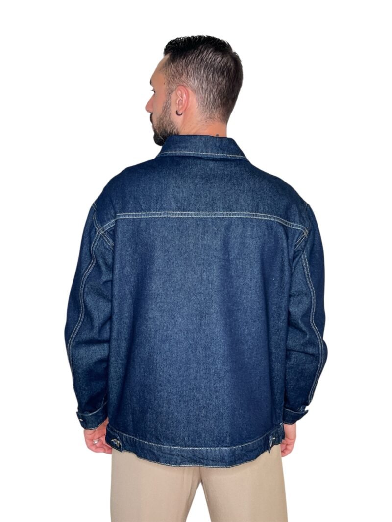 GIACCA UOMO IN DENIM BLU CON ZIP FRONTALE - immagine 2