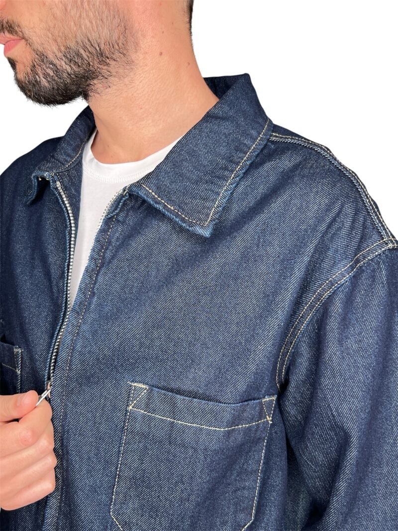 GIACCA UOMO IN DENIM BLU CON ZIP FRONTALE - immagine 4
