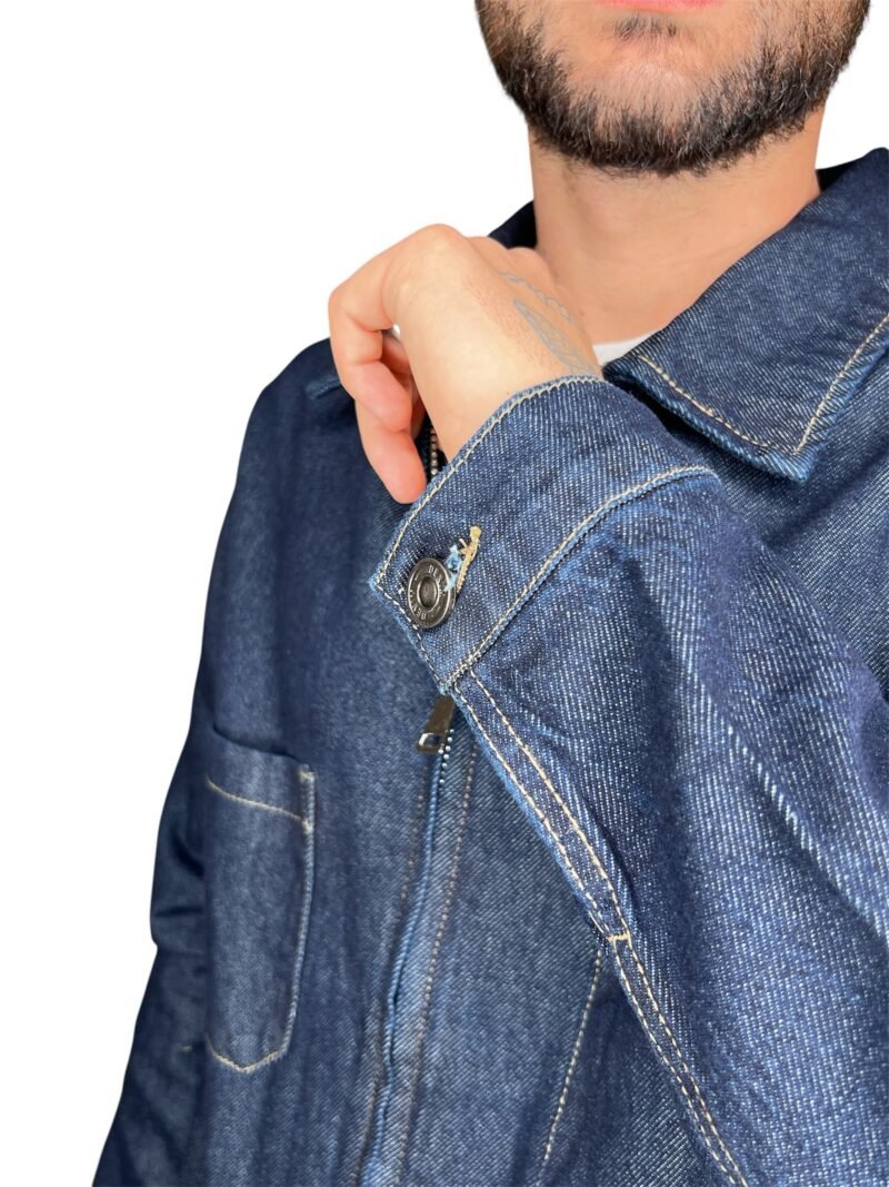 GIACCA UOMO IN DENIM BLU CON ZIP FRONTALE - immagine 3