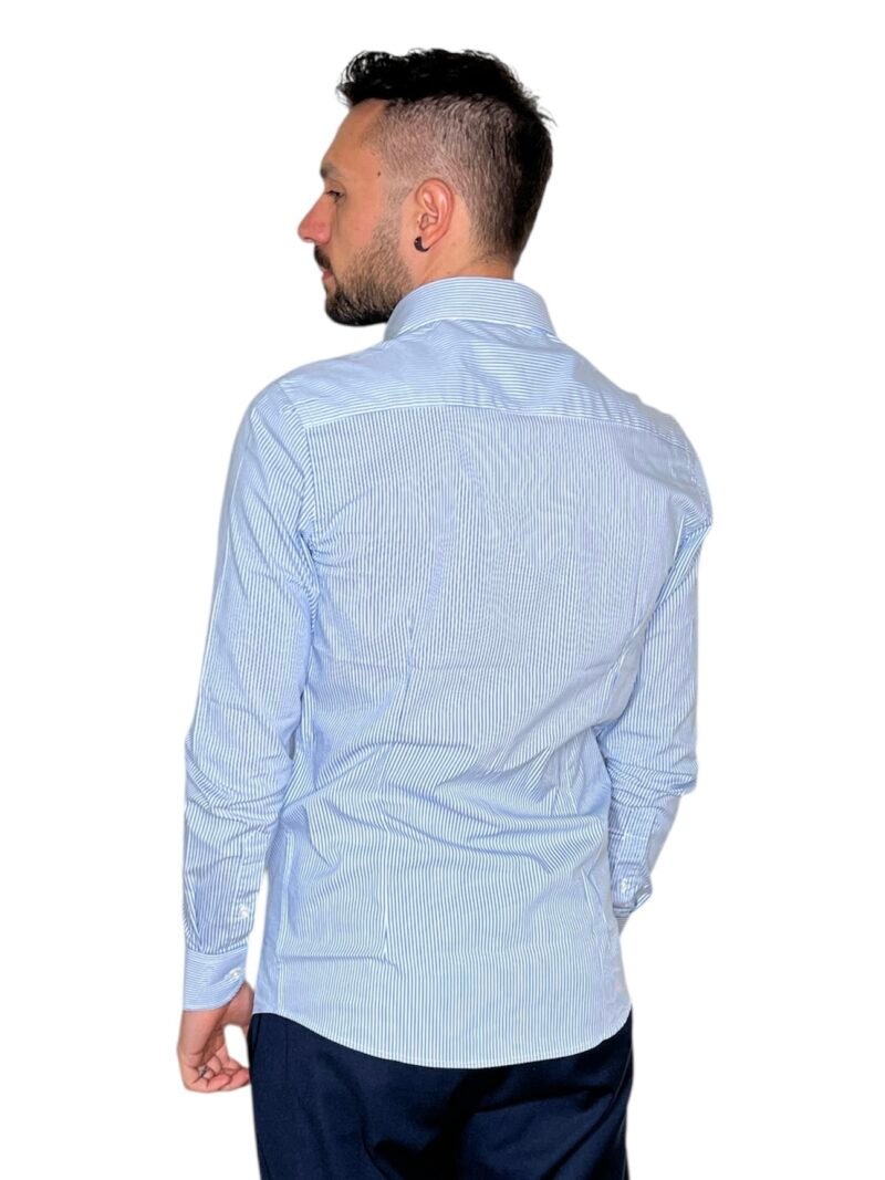 CAMICIA UOMO SLIM FIT RIGHE AZZURRE - immagine 3