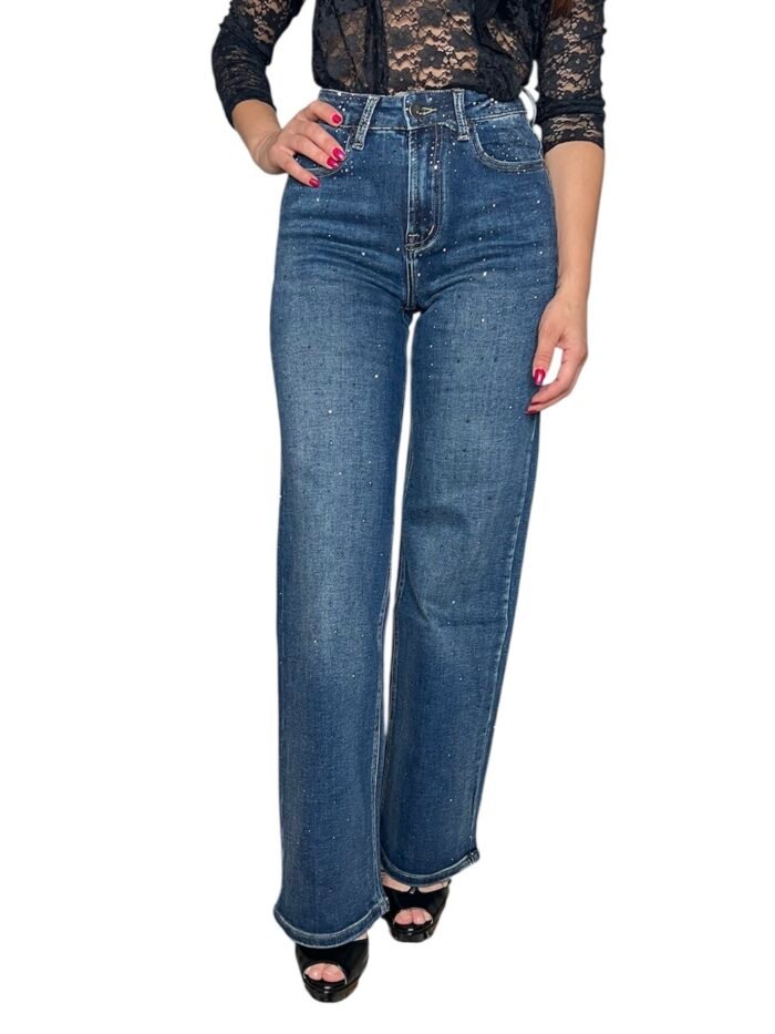 Jeans donna con Strass - Denim Blu