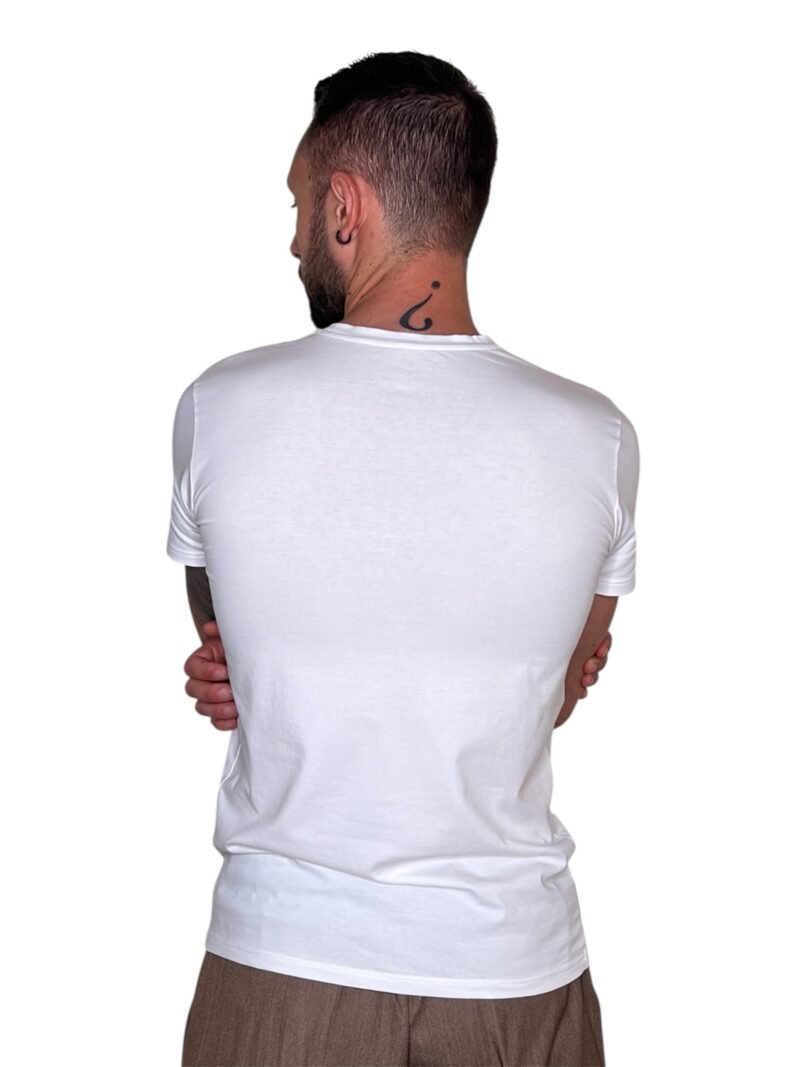 T-SHIRT BASIC IN COTONE BIANCO-MANICA CORTA - immagine 2